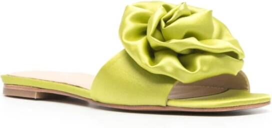 Paloma Barceló Calipso Satin Bloemen Applique Sandalen Green Dames