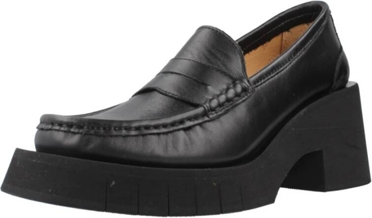 Paloma Barceló Leren Mocassin Loafers Black Dames