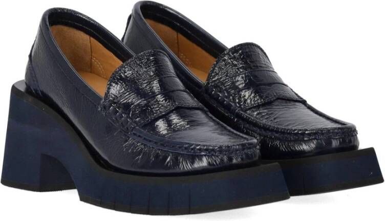 Paloma Barceló Marineblauwe hakken loafer met plateauzool Blue Dames