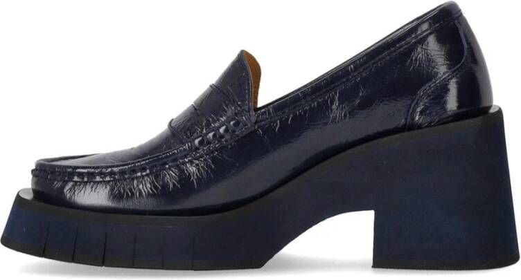 Paloma Barceló Marineblauwe hakken loafer met plateauzool Blue Dames