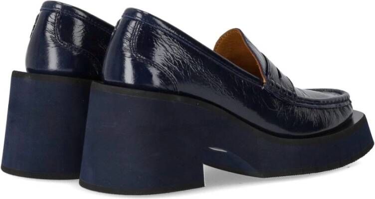 Paloma Barceló Marineblauwe hakken loafer met plateauzool Blue Dames