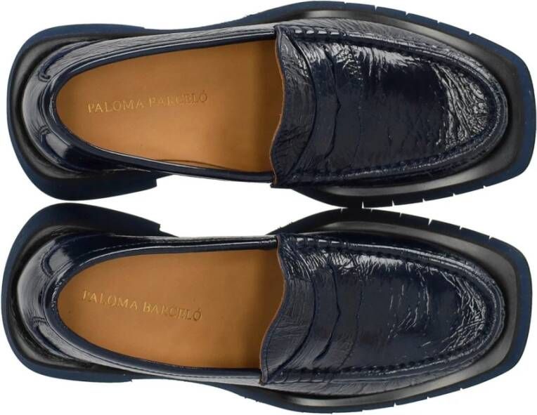 Paloma Barceló Marineblauwe hakken loafer met plateauzool Blue Dames