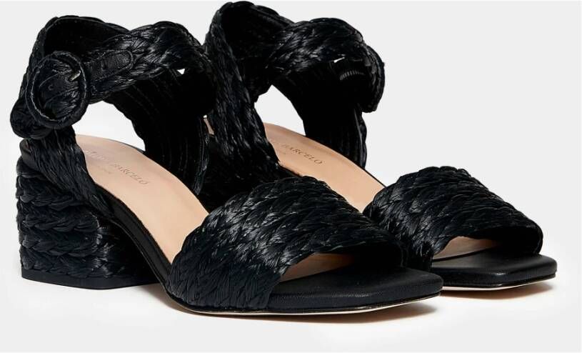 Paloma Barceló Zwarte Geweven Raffia Sandalen Black Dames