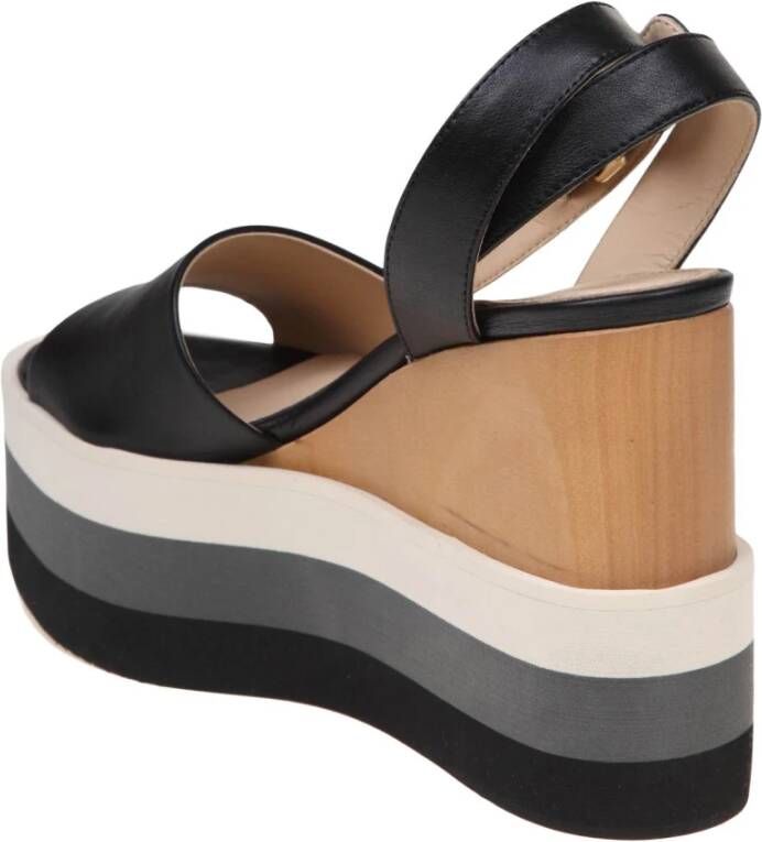 Paloma Barceló Zwarte leren sleehak sandalen Black Dames