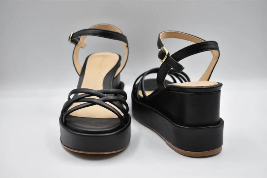 Paloma Barceló Zwarte Sleehak Sandalen met Bandjes Black Dames