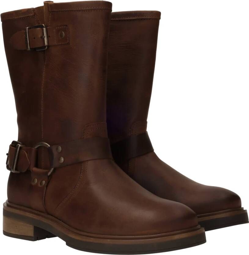 Palpa Bruine Bikerboot met Gouden Gespen Brown Dames