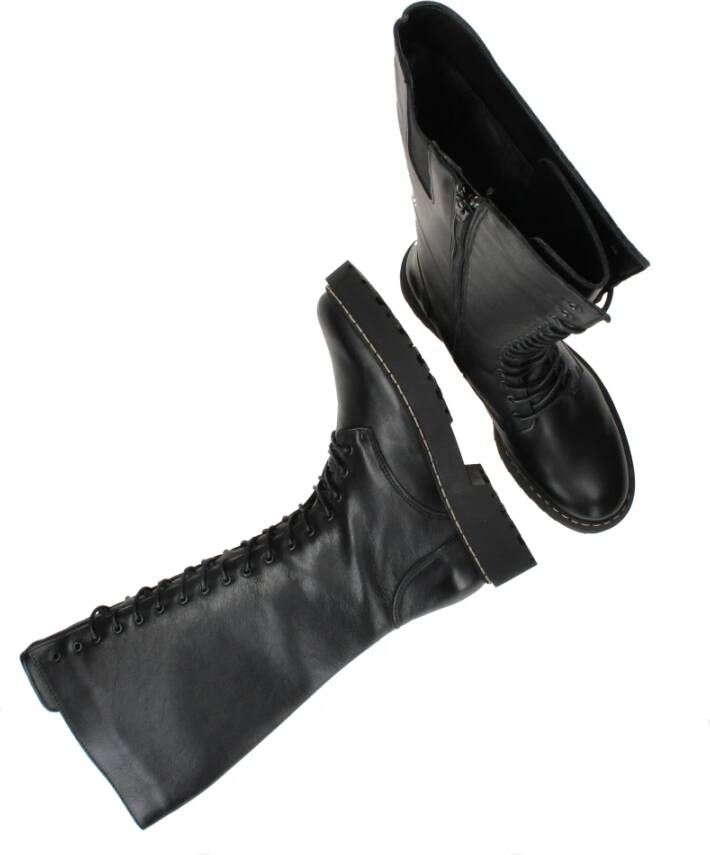 Palpa Stijlvolle zwarte leren veterschoenen Black Dames