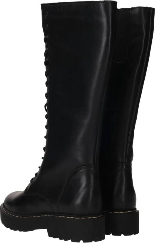 Palpa Stijlvolle zwarte leren veterschoenen Black Dames