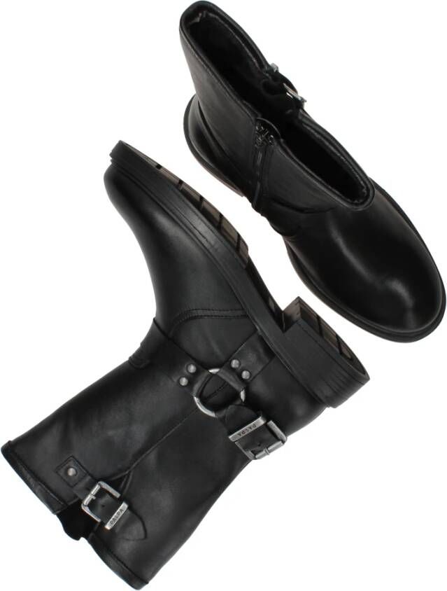 Palpa Zwarte Bikerboot met Zilveren Gespen Black Dames