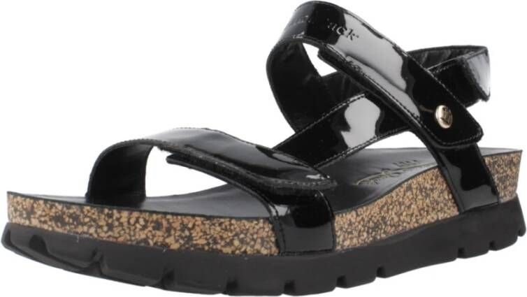 Panama Jack Casual Platte Sandalen met Plakband Black Dames