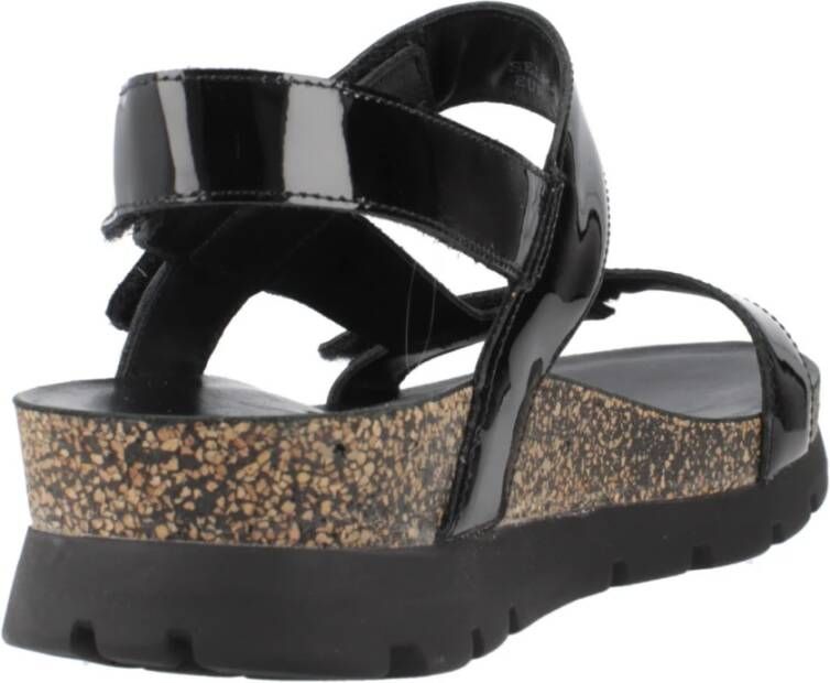 Panama Jack Casual Platte Sandalen met Plakband Black Dames