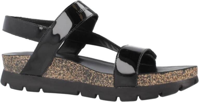 Panama Jack Casual Platte Sandalen met Plakband Black Dames