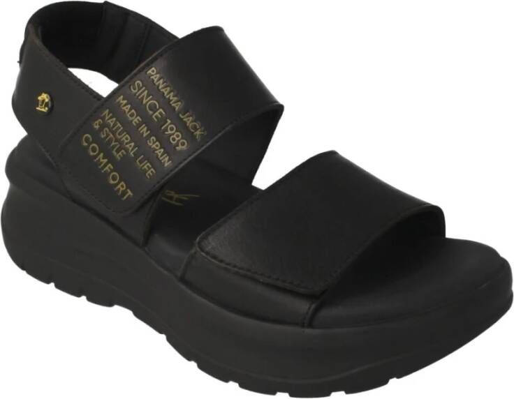 Panama Jack Flat Sandals Black Dames