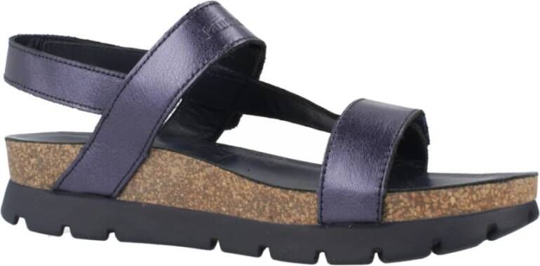 Panama Jack Glanzende Platte Sandalen Blue Dames