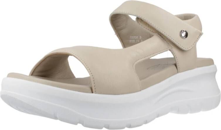 Panama Jack Platte Sandalen met Plakband Beige Dames