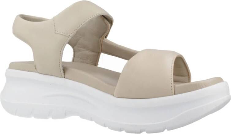 Panama Jack Platte Sandalen met Plakband Beige Dames