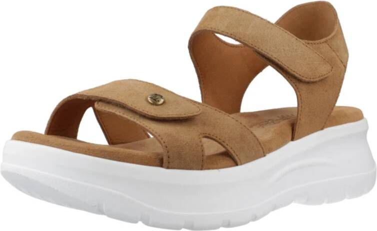 Panama Jack Platte Sandalen met Plakband Brown Dames