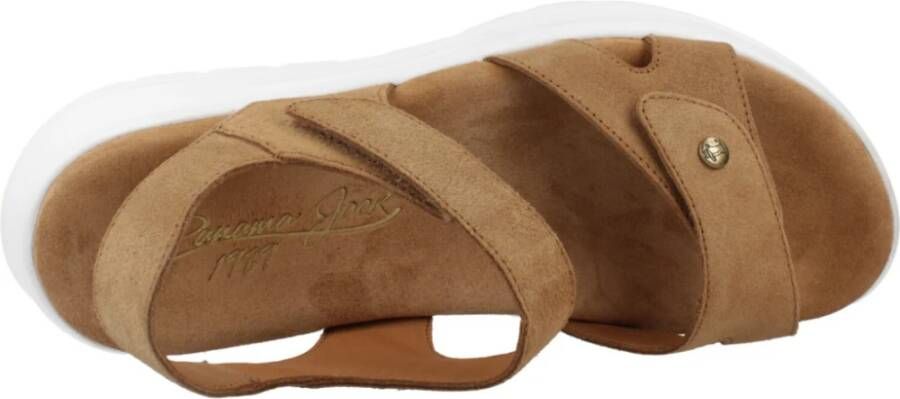 Panama Jack Platte Sandalen met Plakband Brown Dames