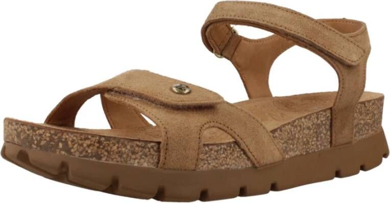 Panama Jack Platte Sandalen met Plakband Brown Dames