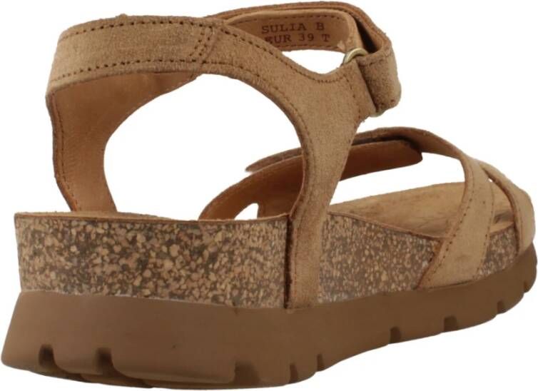 Panama Jack Platte Sandalen met Plakband Brown Dames