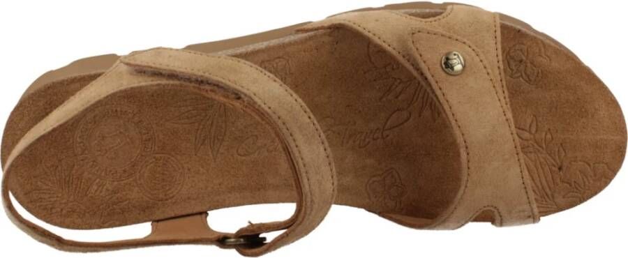 Panama Jack Platte Sandalen met Plakband Brown Dames