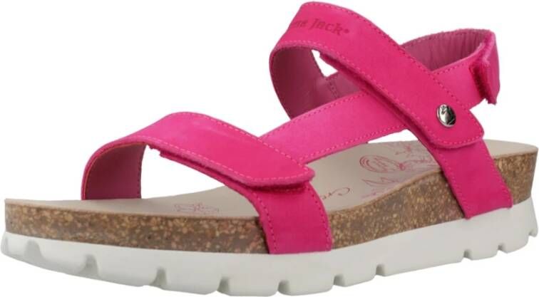 Panama Jack Platte Sandalen met Plakstrip Pink Dames