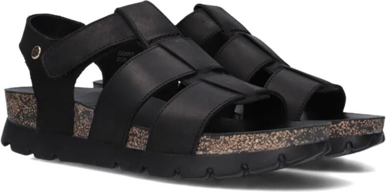 Panama Jack Zwarte Leren Sandalen Sammy Black Dames