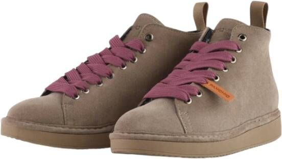 Panchic Beige Sneakers met Fuchsia Veters Beige Dames