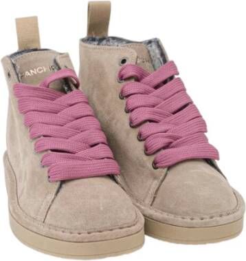 Panchic Beige Sneakers met Fuchsia Veters Beige Dames