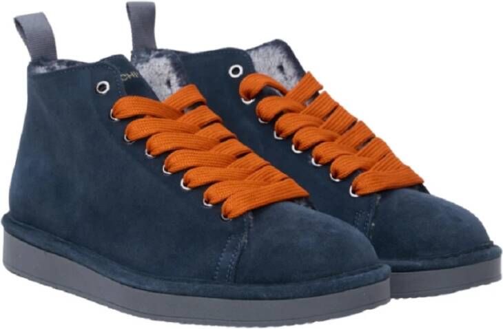 Panchic Blauwe Suède Sneakers met Oranje Veters Blue Heren