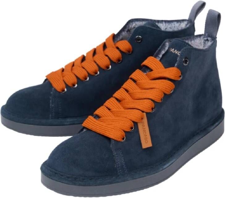 Panchic Blauwe Suède Sneakers met Oranje Veters Blue Heren