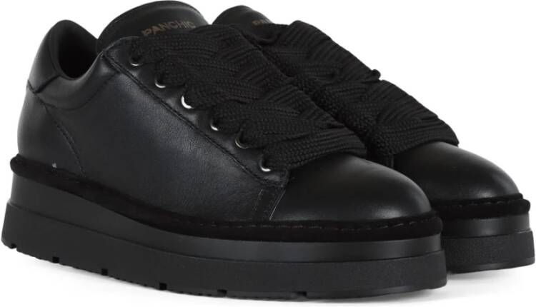 Panchic Leren Veterschoenen Black Dames