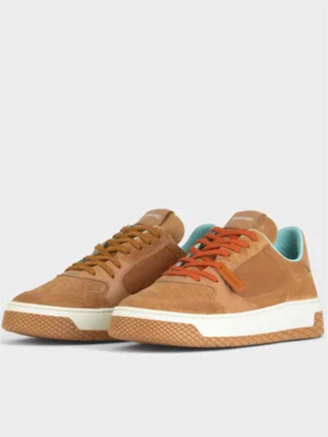 Panchic Suède en leren lage sneaker Brown Heren