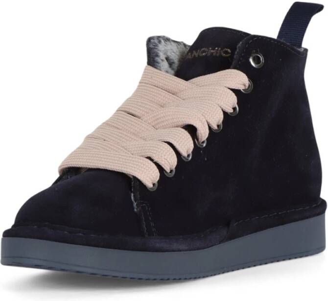 Panchic Suede Enkellaars met Faux Fur Voering Blue Dames