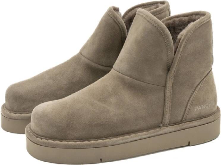 Panchic Suede Sherling Bootie Wall Aw24 Gray Dames