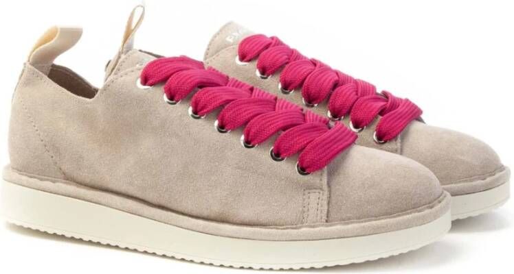 Panchic Veterschoenen in Mist Suede met Brede Fuchsia Veters Gray Dames