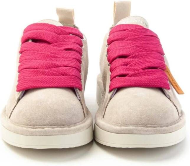 Panchic Veterschoenen in Mist Suede met Brede Fuchsia Veters Gray Dames