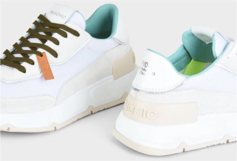 Panchic Wit Mesh Suède Sneakers met Spiegelend Leer White Heren