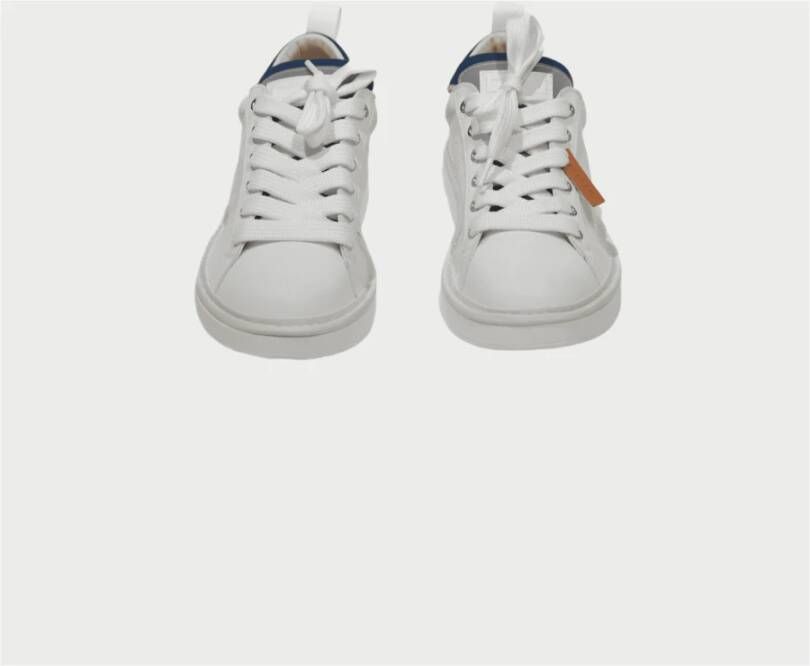 Panchic Witte en blauwe leren sneakers White Heren