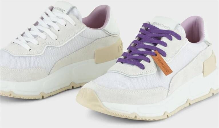 Panchic Witte Mesh Sneakers met Spiegelend Leer White Dames