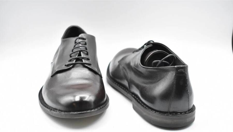 Pantanetti Leren Derby Schoenen met Leren Zool Black Heren