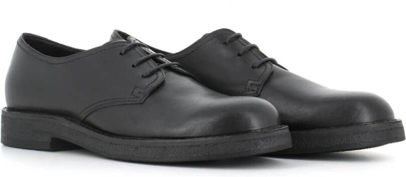 Pantanetti Zwarte Leren Derby Schoenen Black Heren