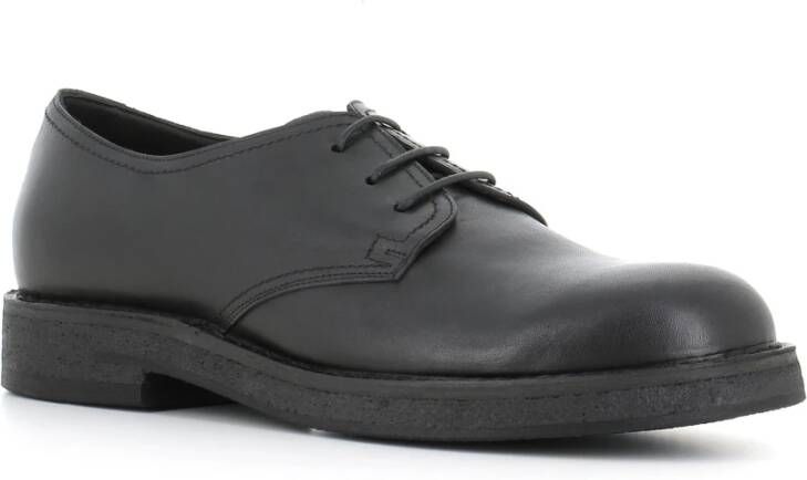 Pantanetti Zwarte Leren Derby Schoenen Black Heren