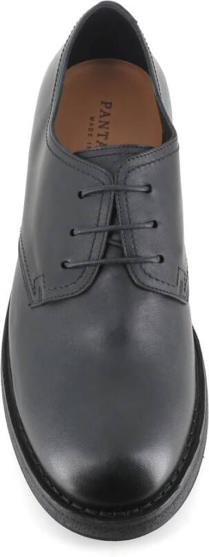 Pantanetti Zwarte Leren Derby Schoenen Black Heren