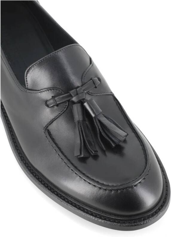 Pantanetti Zwarte Tassel Leren Loafers Black Heren