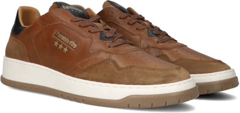 Pantofola D'Oro Bruin Leren Lage Sneakers Brown Heren