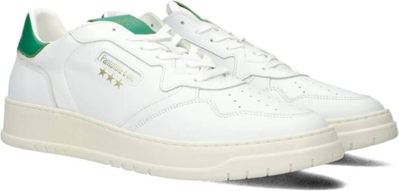 Pantofola D'Oro Lage Groene Accent Leren Sneakers White Heren