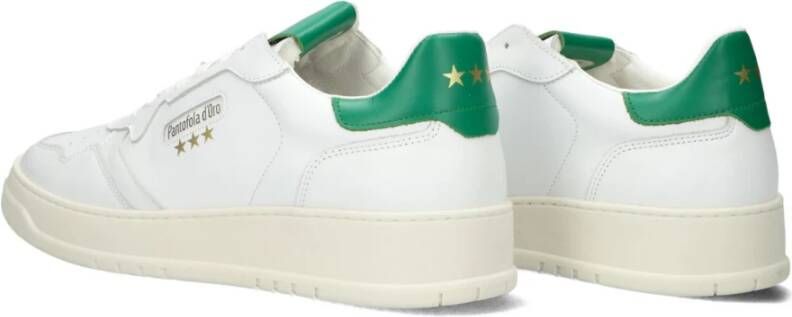 Pantofola D'Oro Lage Groene Accent Leren Sneakers White Heren