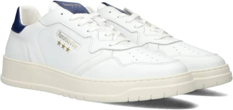 Pantofola D'Oro Lage Leren Sneakers met Blauwe Accenten White Heren