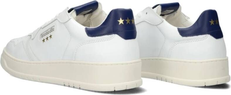 Pantofola D'Oro Lage Leren Sneakers met Blauwe Accenten White Heren